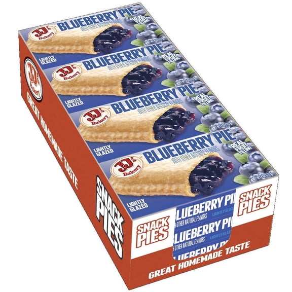 JJ's Bakery Blueberry Snack Pies, Individually Wrapped, Nut-Free, Kosher Parve, 4 oz, Pack of 12