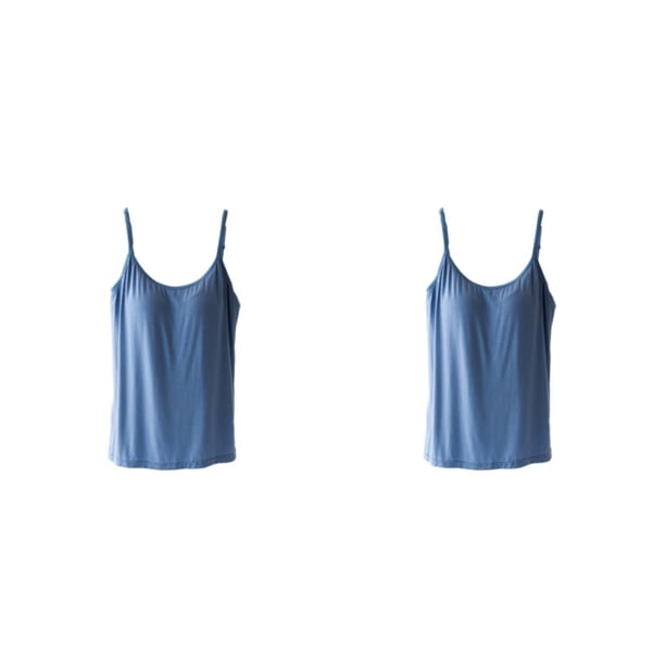 Guardurnaity Camisola de yoga Mujer Top Fitness Chaleco Mano de obra Transpirable Multipropósito Sujetador Suavidad Cerca de la piel Cami-top Azul Azul SG 2piezas