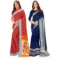 thumbnail image 1 of Pack of Two Saree for Women Printed Linen Silk Indian Wedding Sarees | Diwali Ethnic Gift Sari Combo Set, 1 of 3