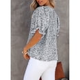 thumbnail image 4 of Blusa de gasa de manga corta para mujer, Camisa holgada de gasa con estampado Floral y cuello redondo elegante a la moda para verano, 4 of 6