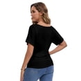 thumbnail image 3 of Women's 2-Pack Black Short Dolman Sleeve Tops, Casual Boat Neck Tees, 3 of 7