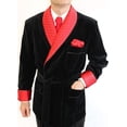 thumbnail image 2 of Men’s Velvet Smoking Jacket Robe with Belt | Quilted Contrast Shawl Collar Luxury Loungewear Coat | Classic Wrap Lounge Jacket, 2 of 4