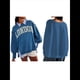 thumbnail image 3 of Camiseta con Gráfico de Números para Mujer, Sudadera de Larga con Cuello Redondo, Suéteres Extragrandes. Palabras Azules S, 3 of 6