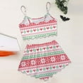 thumbnail image 4 of Sexy Pajama Set – Strappy Lace Sleepwear Women's Classic Christmas Print Sleeveless Top & Shorts Pajama Set 2 Piece Wear, 4 of 5