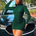 thumbnail image 2 of IROINNID Semi Formal Dress for Women Long Sleeve Cutout Dress Tie Hollow-out Wrap The Buttocks Dress,Green, 2 of 8