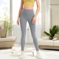 thumbnail image 2 of High Waist Seamless Full-Length Leggings with Stretchy Comfort Fit- Large, Gray, 2 of 5