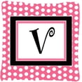 thumbnail image 7 of Carolines Treasures CJ1001-UPW1414 Letter U Initial Monogram - Pink Black Polka Dots Indoor & Outdoor Fabric Decorative Pillow, 7 of 7