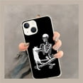 thumbnail image 2 of Skull White Cat Case Compatible with iPhone 14,Aesthetic Art Design TPU Bumper Cover Case, 2 of 6