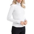 thumbnail image 2 of Suéteres Acanalados para Mujer, Lindos Suéteres de Punto de Cuello Alto, Ajustados y Cálidos un Tamaño, 2 of 10