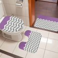 thumbnail image 5 of Purple Grey Bathroom Rugs Set Herringbone Non Slip Absorbent Soft Bath Mats 3 Piece Set with Bathroom Rug, U-Shaped Floor Mat, Toilet Seat Cover Large Size, 5 of 9