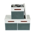 thumbnail image 2 of DECOMOMO 3-Pack Stackable Foldable Cube Storage Bin W/ Lids | Rugged Canvas Fabric Container with PU Handles, 2 of 7