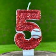 thumbnail image 4 of Qiweii Red Glitter 9th Baseball Birthday Candle, Number 9 Cupcake Cake Topper, Birthday Party Decorative Accent, 4 of 4