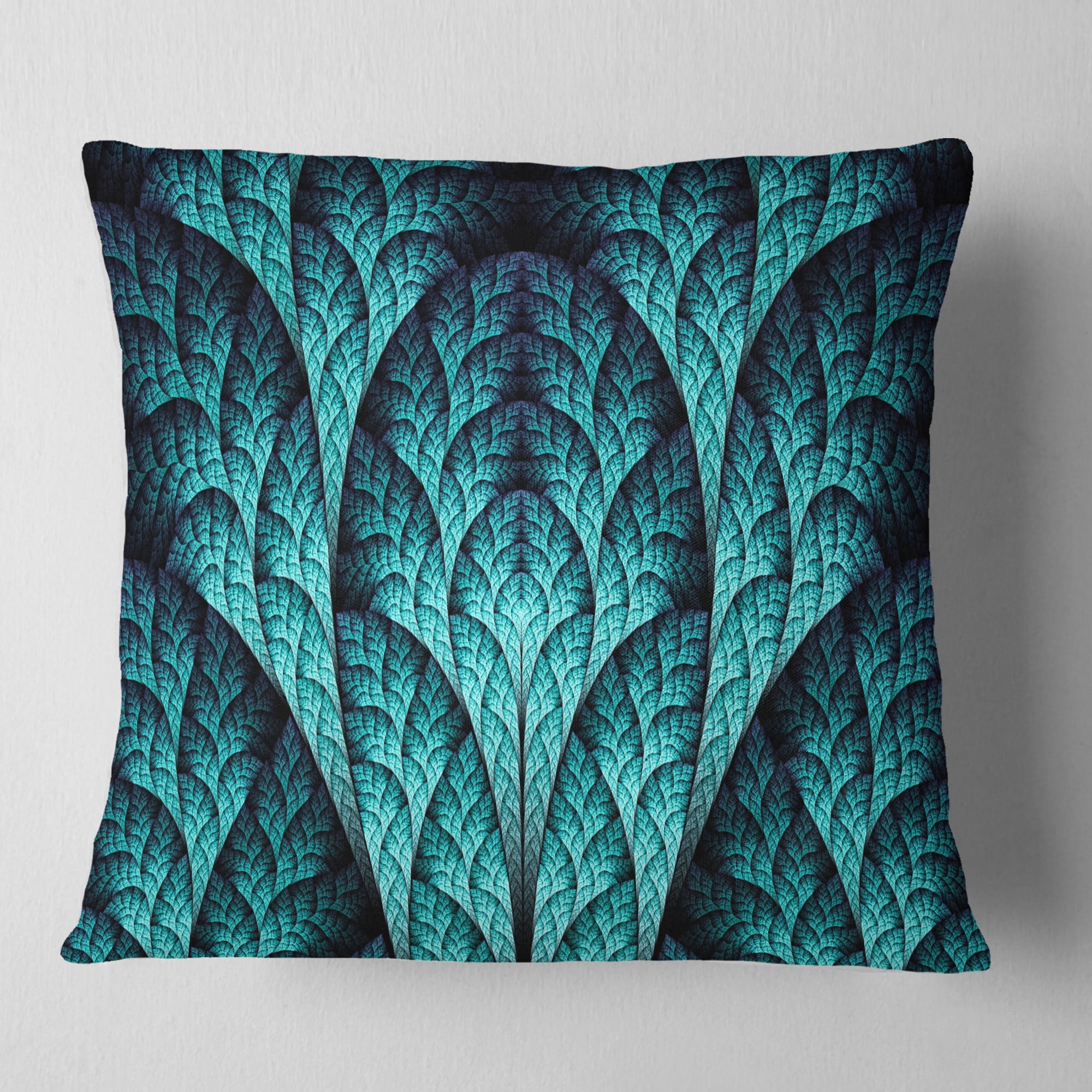 Designart Blue Exotic Biological Organism - Abstract Throw Pillow - 16x16