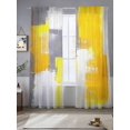 thumbnail image 2 of Yellow Gray Sheer Curtains 96 inches Long 2 Panels Set Geometric Graffiti Oil Paint Color Block Modern Tiers Sheers Rod Pocket Small Window Short Curtains for Kitchen Cafe, Each 52" W x 96" L, 2 of 7