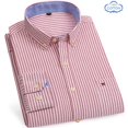 thumbnail image 1 of Oxford-Camisa de manga larga para hombre, 100% algodón, informal, ajustada, Color sólido, estampado a cuadros, a rayas, Formal, talla grande, 1 of 4
