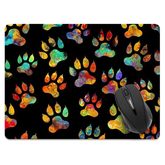 WIRESTER 13.77x10.23 in Rectangle Mouse Pad with Non-Slip Rubber Base for Computers, Laptop, Office & Home - Dog Paws Black