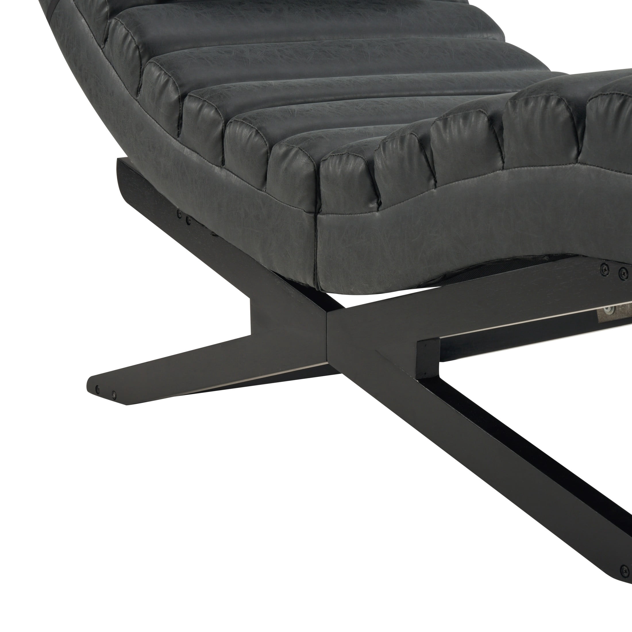 Christopher Knight Home Modern Faux Leather Curved Chaise Lounge with Solid Wood Base, Black