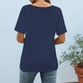 thumbnail image 5 of Turilly Women's Fashionable Casual T-Shirts Loose Round Neck Short Sleeved Solid Color Top Navy XL, 5 of 6