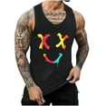 thumbnail image 3 of UVEASISHA Cool Tank Tops for Men Smiley Face Print Sleeveless Funny Shirts Hipster Stylish Gym Workout Shirt Summer Casual Athletic Fitness Tanks Black XXL, 3 of 6