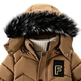 thumbnail image 4 of Teen Boys Ski Jacket Parka Size 5-13Y Winter Fleece Lined Hooded Warm Padded Coat Thicken Outerwear Long Coat Clothes Outdoor Khaki 7-8Years, 4 of 6