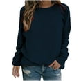 thumbnail image 2 of Womens Plus Size Tops 2023 Fashion Long Sleeves Casual Shirts Soild Color Round Neck Sweatshirt Pullover Loose Tunic Tops Up to 65% off, 2 of 5