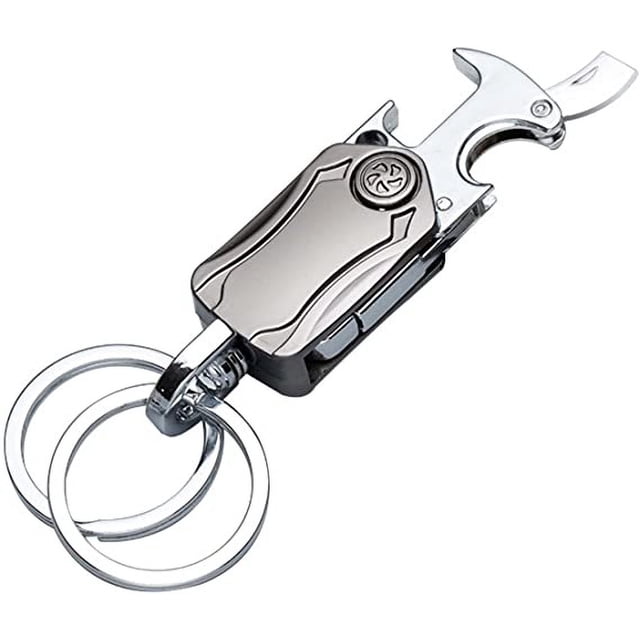 1 llavero, llavero, llavero multifunción, 1 llavero para hombre, mosquetón de coche, llavero, abridor de botellas, llavero de metal, abridor de botellas, color negro.
