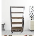 thumbnail image 3 of 71" Rustic Distressed Solid Wood Oak And Black Four Tier Etagere Bookcase, 3 of 3