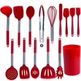 thumbnail image 1 of Juego de utensilios de cocina de silicona antiadherentes de 14 piezas con vidrio, 1 of 1