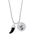 thumbnail image 1 of Delight Jewelry Black Sabre Tooth Silvertone Script Initial Disc - I - Charm Necklace, 20"+3", 1 of 4