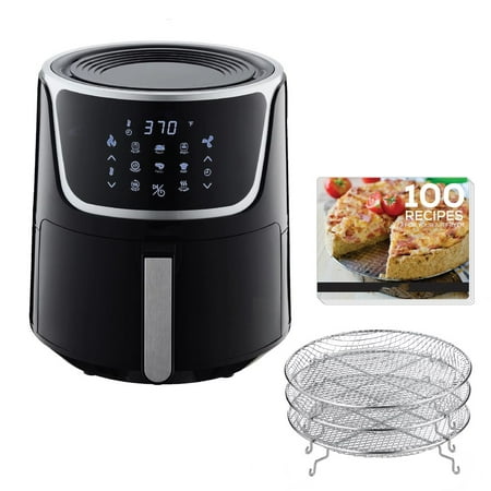 

7-Quart Electric Air Fryer with Dehydrator and Stackable Racks Black