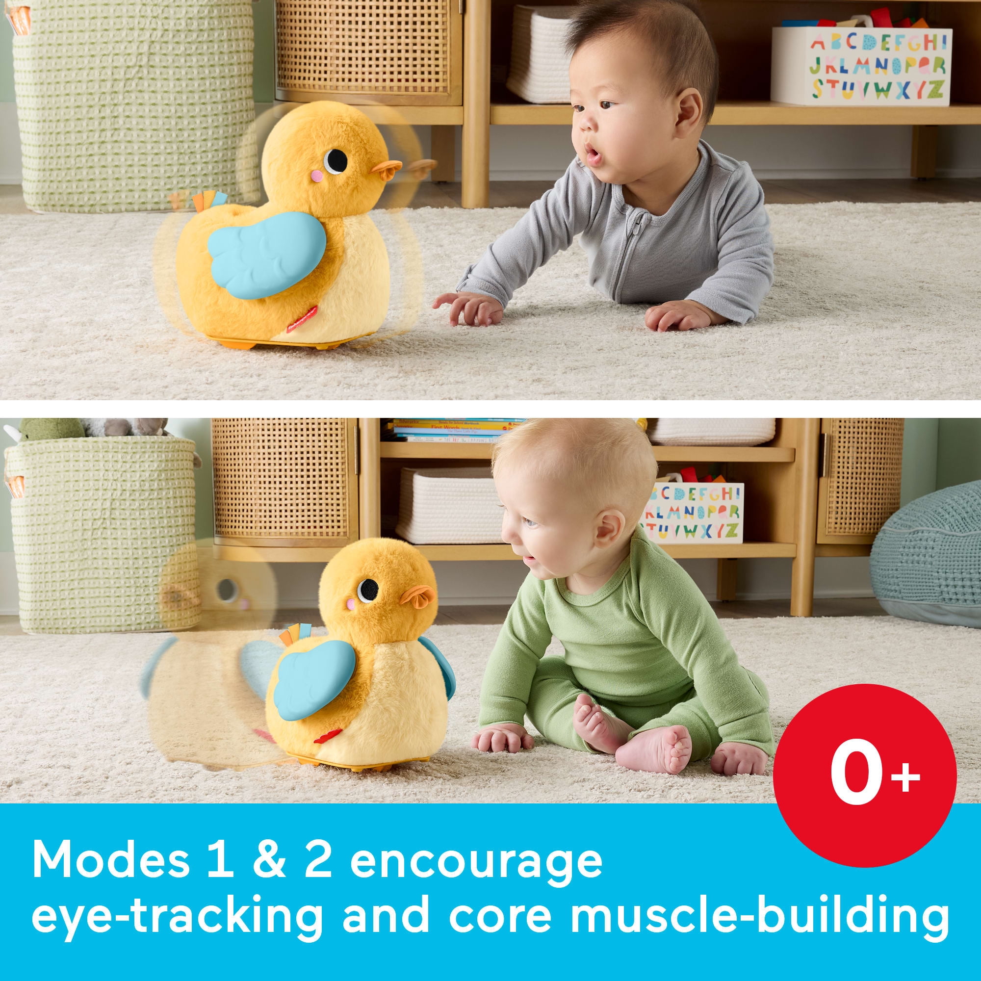 Fisher-Price 4-in-1 Cuddle & Crawl Duck, Baby Musical Tummy Time & Crawling Plush Toy