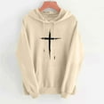thumbnail image 4 of Christian Hoodies Women Cross Graphic Drawstring Long Sleeve Pullover Comfortable Casual Sweatshirt with Pockets, 4 of 4
