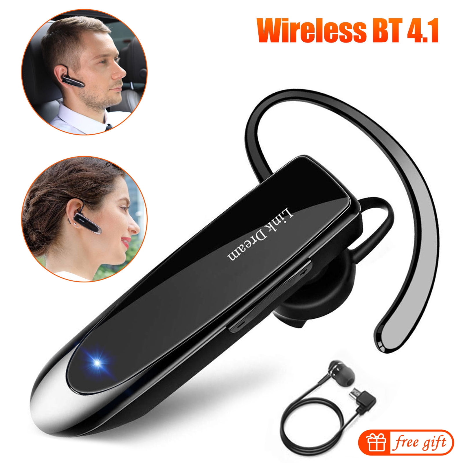 EEEKit Bluetooth Earpiece for Cell Phone, Hands Free Wireless Bluetooth V4.1 CSR Stereo Headset with Noise Cancelling Mic 24Hrs Talking Time Compatible with iPhone Samsung Android for Driver Trucker