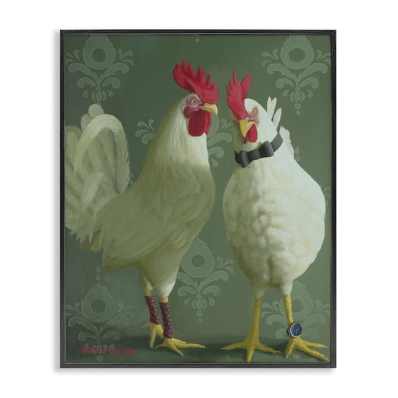 Stupell Industries Eclectic Stylish Roosters Pair Black Framed Giclee Art, 11 x 14, by Heather Gauthier