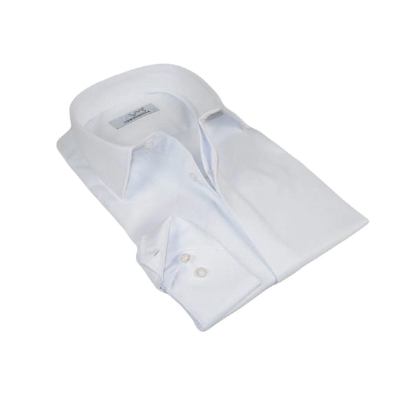 Mens CEREMONIA Formal Shirt Hidden Button 100% Cotton Slim Fit #9010 13 White