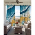 thumbnail image 3 of Blue Summer Beach Blackout Curtains for Bedroom, Thermal Insulated Window Treatment, Coastal Sea Turtle Nautical Ocean Grommet Top Blackout Draperies and Drapes for Basement 27.5"x39" 2 Panels, 3 of 8