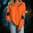 thumbnail image 2 of mgoYE Women Halloween Shirt Sweatshirts Halloween Ghost Sweatshirt Women - Halloween Graphic Crewneck Tops Casual Sweater(Orange,XL), 2 of 5