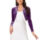 thumbnail image 1 of INSPIRE CHIC Chaqueta corta de terciopelo para mujer con cuello de solapa y mangas largas, color púrpura, 1 of 6