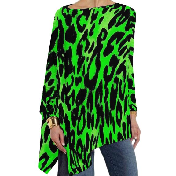 Snow Leopard Print T-Shirt Animal Kawaii Long Sleeve T Shirts Women Korean Fashion Tee Shirt Big Size Graphic Tops