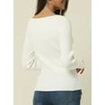 thumbnail image 4 of Women's Long Sleeve V Neck Criss Cross Sweater Casual Fall Outfits XL White, 4 of 6