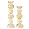 thumbnail image 5 of Enya Champagne Gold Tint Bubble Glass Stacked Orb Pillar Candle Holder Set of 2, 5 of 5