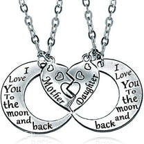 Visland Gifts for Mom I Love You to the Moon and Back Mother Daughter Women Necklaces Pendant Mother's Day Gifts,2 Pieces