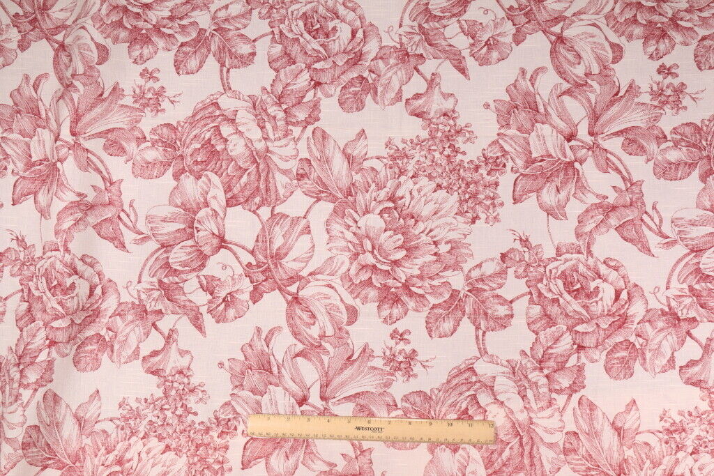 Waverly Garden Toile Cotton Drapery Fabric, By the Yard, White