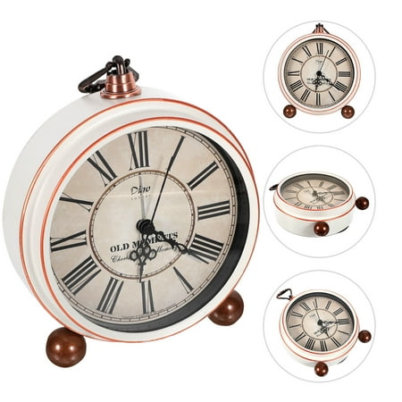 DEMACRIO Retro Alarm Clock for Bedrooms 1Pack White Plastic 15.5*5.2in with Time Display