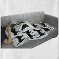 thumbnail image 6 of Cat Soft Flannel Fleece Throw Blanket, Black Cat Silhouettes in Different Poses Domestic Pets Kitty Paws Tail and Whiskers, Cozy Plush for Indoor and Outdoor Use, 70" x 90", Black White, by Ambesonne, 6 of 6