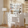 thumbnail image 6 of Yamissi Modern Vanity Desk with Lights, Makeup vanity Set with Sliding Mirror, Dressing Table with Drawers and Stool, White, 6 of 10