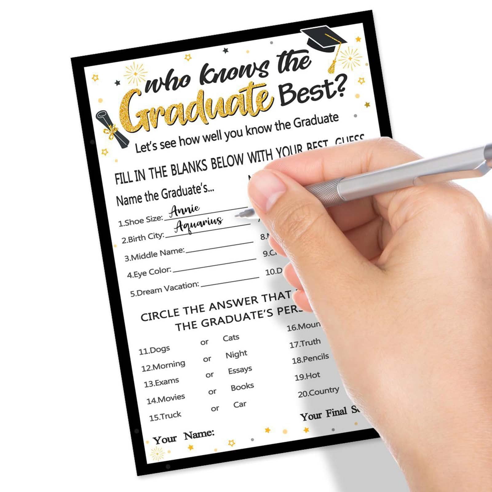 30Pcs Graduation Party Game Cards, Paper Greeting Card Decor for Grad Celebration Party Supplies
