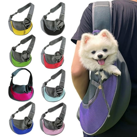 BULLPAW Pet Carrier Backpack Large Capacity Zipper Closure Hands-Free Mesh Sling Bag Breathable Design Mesh Cloth Crossbody Shoulder Bag