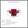thumbnail image 4 of Gem Stone King 10K White Gold Red Created Ruby 3 Stone Engagement Ring for Women (3.34 Cttw, Emerald Cut 9X7MM, Gemstone July Birthstone, Size 8), 4 of 4
