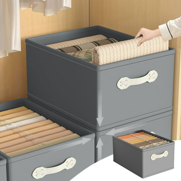 Organizador de ropa | Caja de almacenamiento plegable y organizador de cajones para armario | Contenedores de tela apilables para ropa interior, calcetines | Organizador de armario gris para